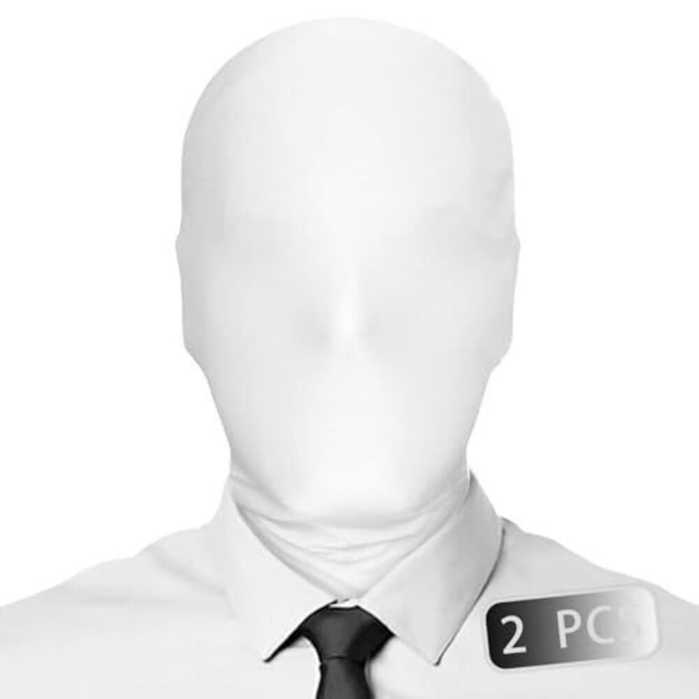 2985 2 Pieces Full Face Mask White 2nd Skin Masks Halloween Cosplay Spandex
